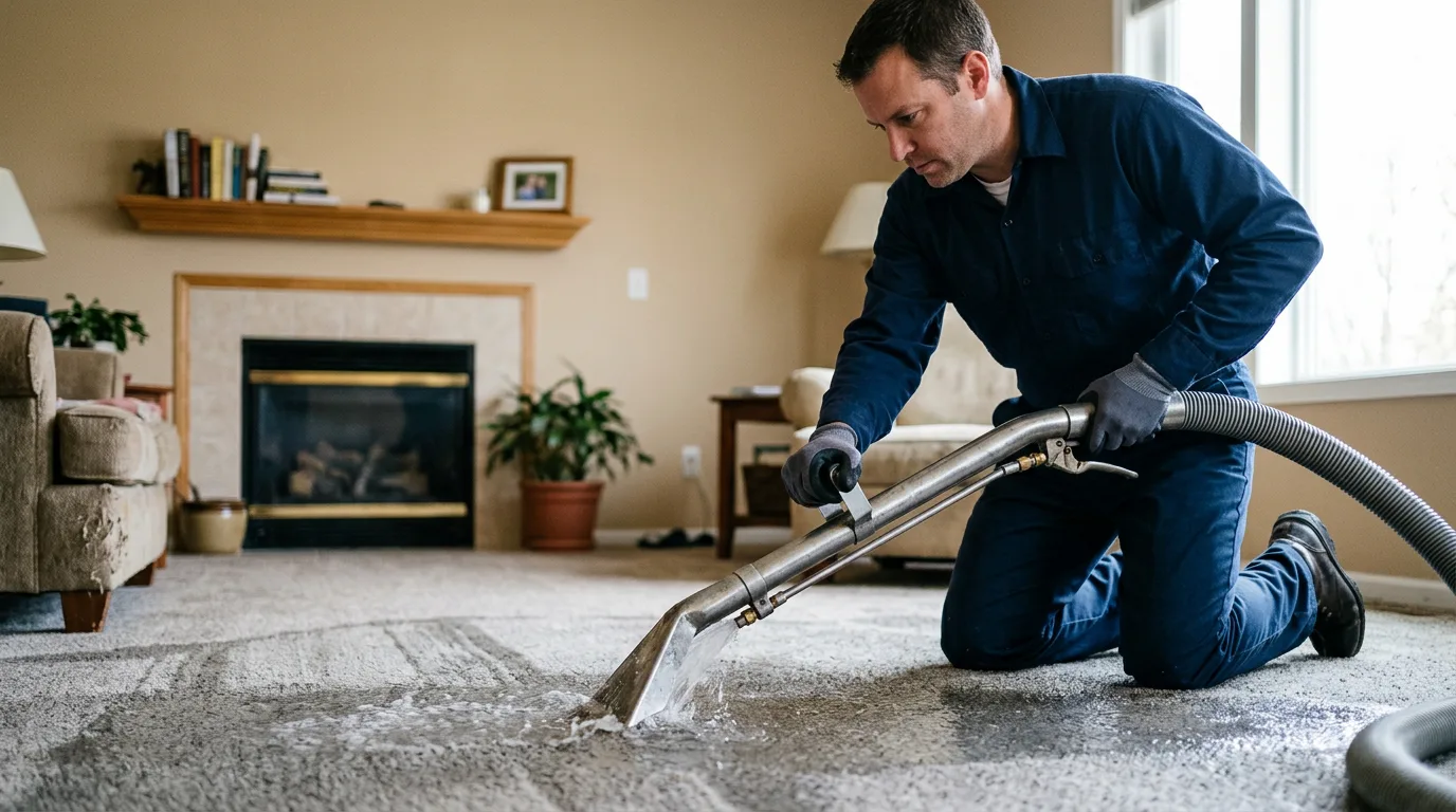 Water damage restoration technician working near Quincy, CA